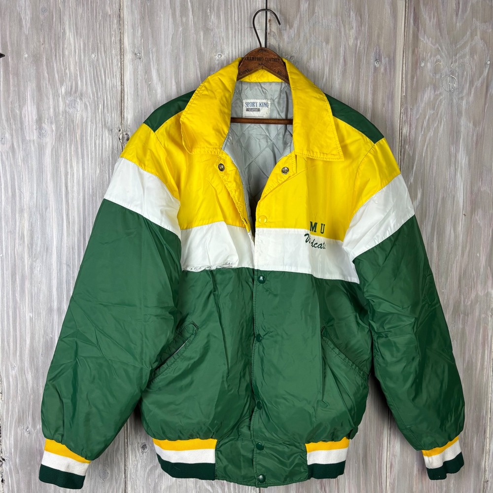 Sport King by Shaffer NMU Wildcats Bomber Jacket Yellow Green White L
